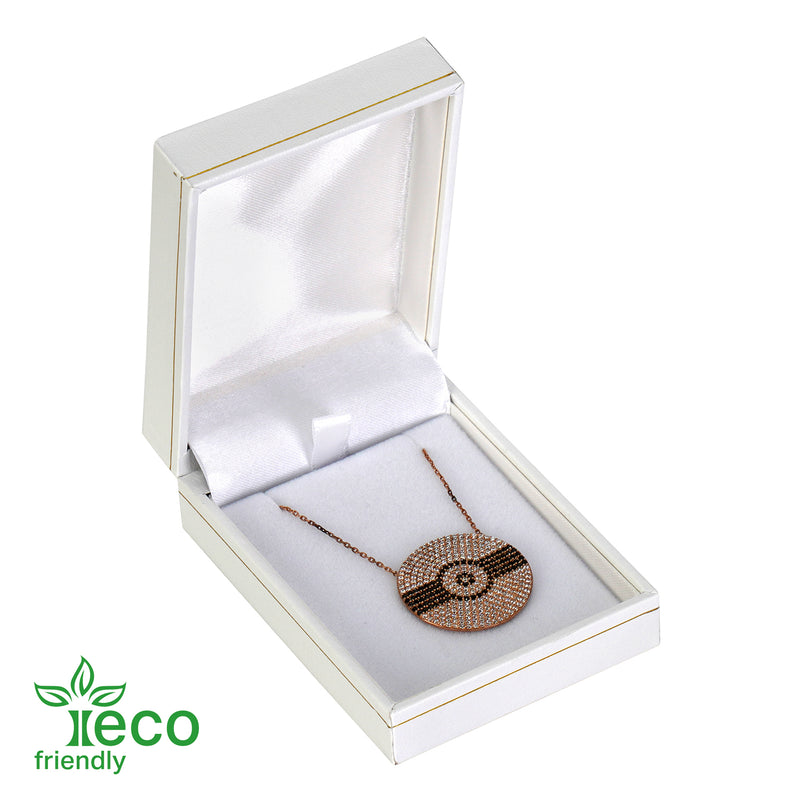 Eco-Friendly Plastic Pendant Box, Paper-Covered with Gold Accent