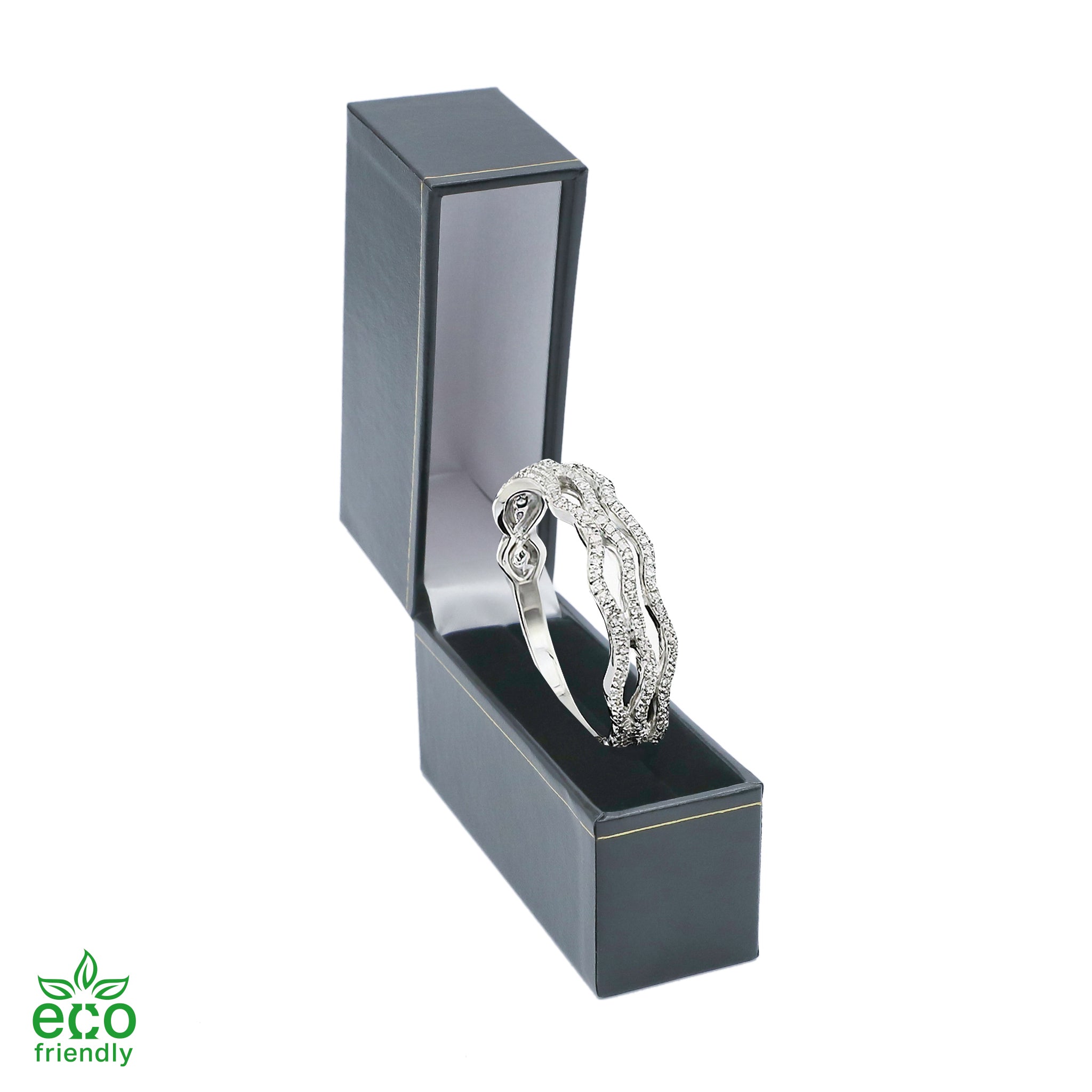 Eco-Friendly Paper-Covered Standing Bangle Box with Gold Accent