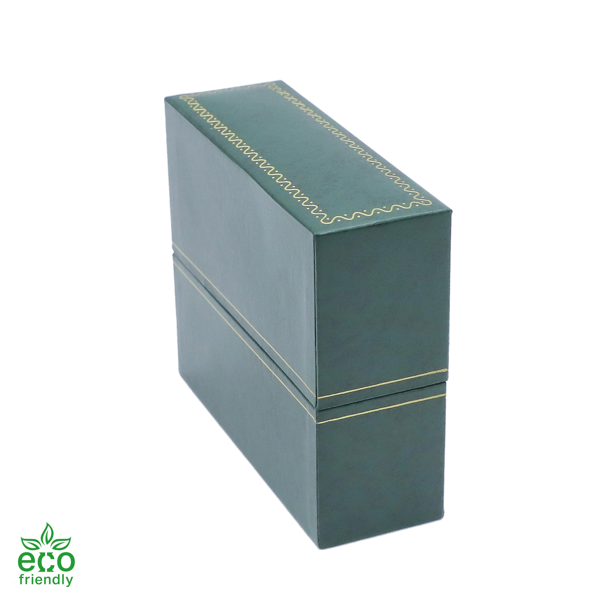 Eco-Friendly Paper-Covered Standing Bangle Box with Gold Accent