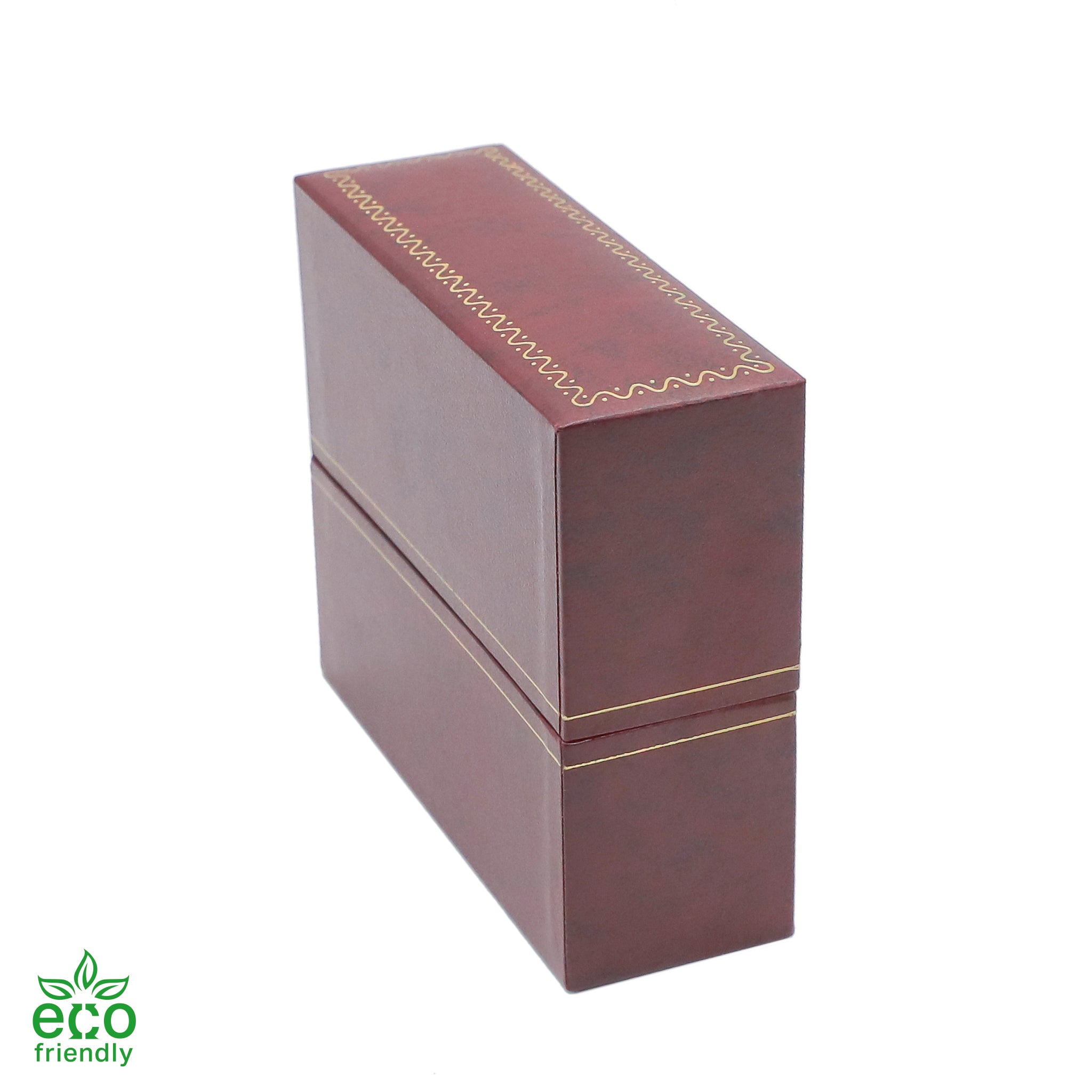 Eco-Friendly Paper-Covered Standing Bangle Box with Gold Accent