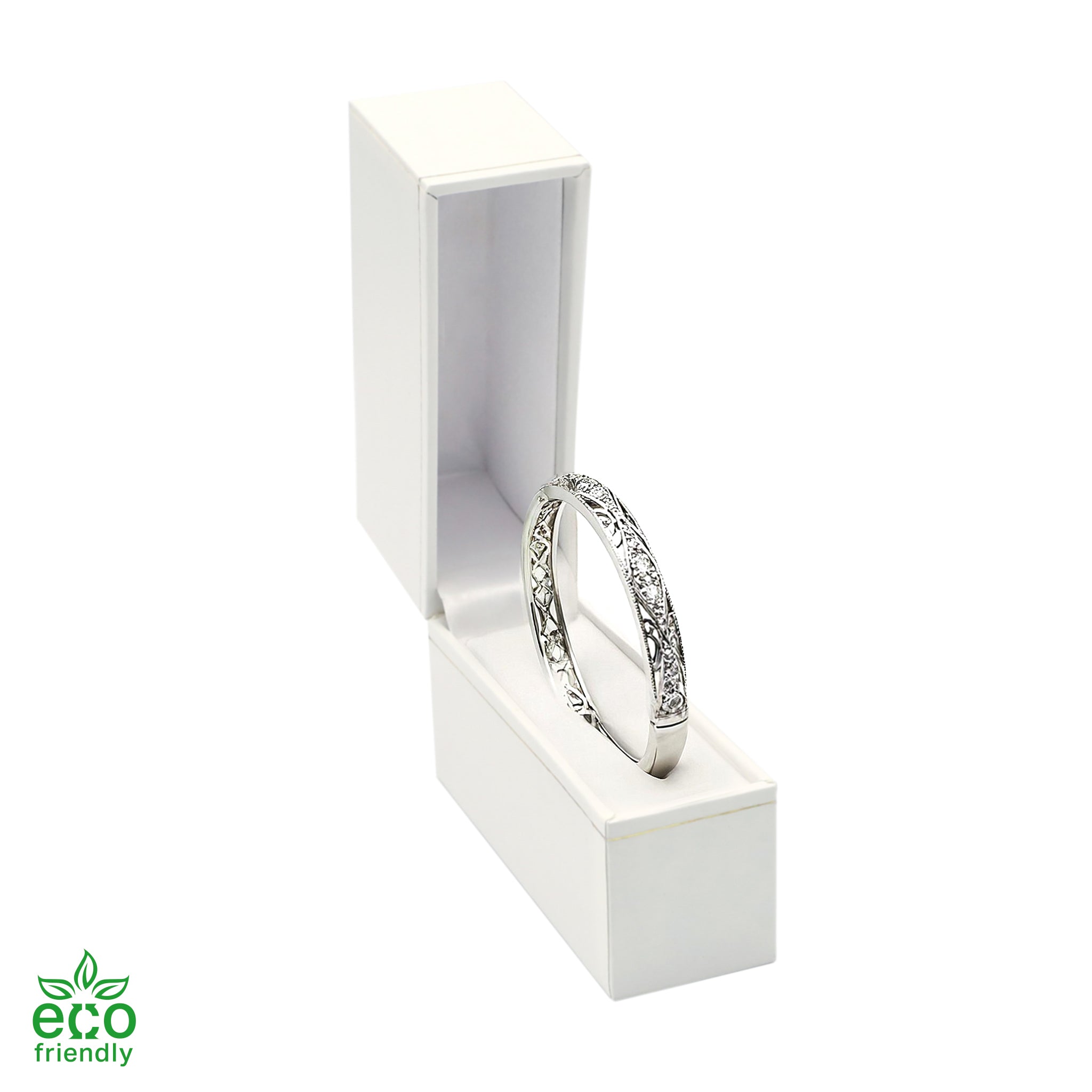 Eco-Friendly Paper-Covered Standing Bangle Box with Gold Accent