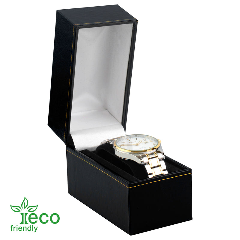 Eco-Friendly Plastic Standing Bangle Box, Paper-Covered with Gold Accent