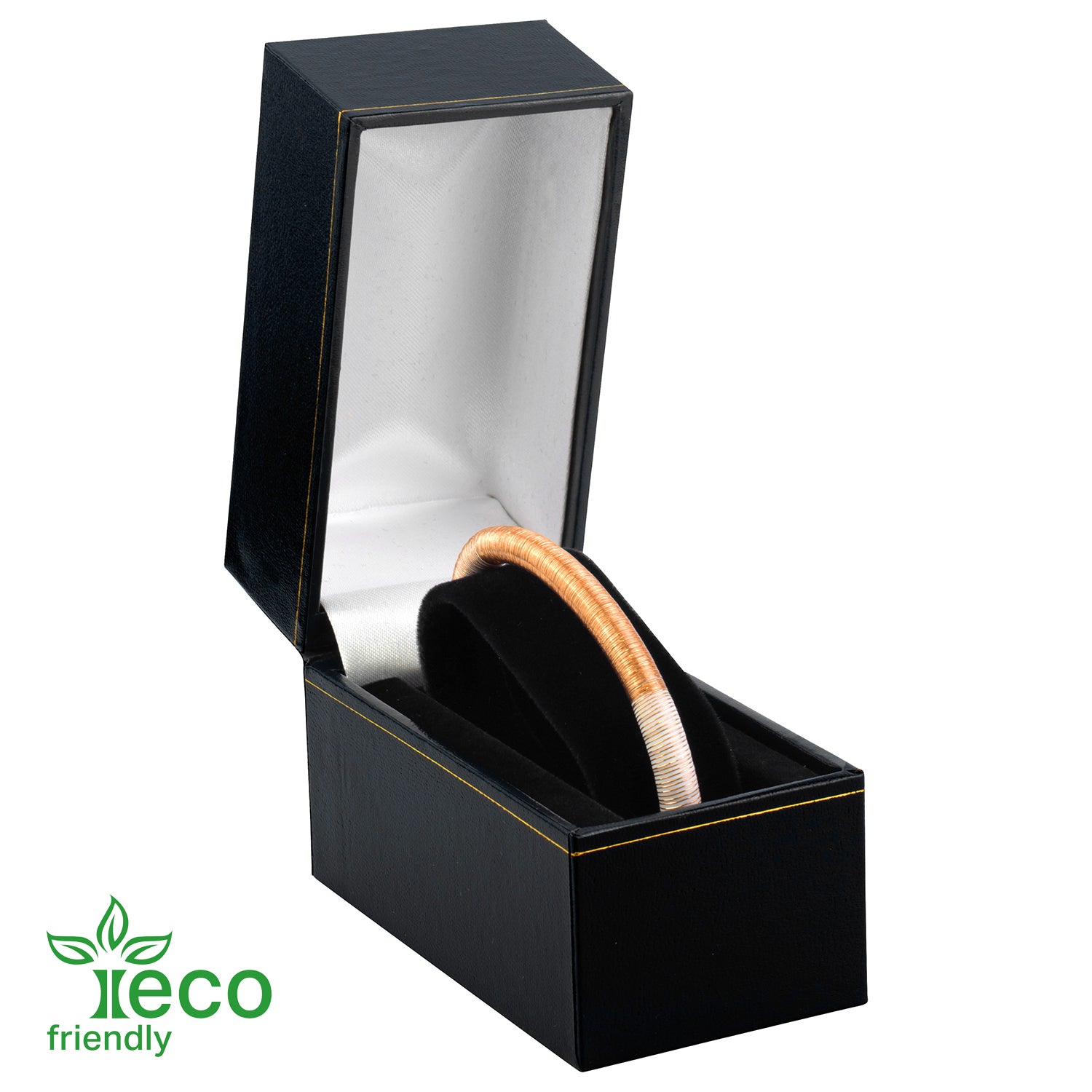 Eco-Friendly Paper-Covered Standing Bangle Box with Gold Accent