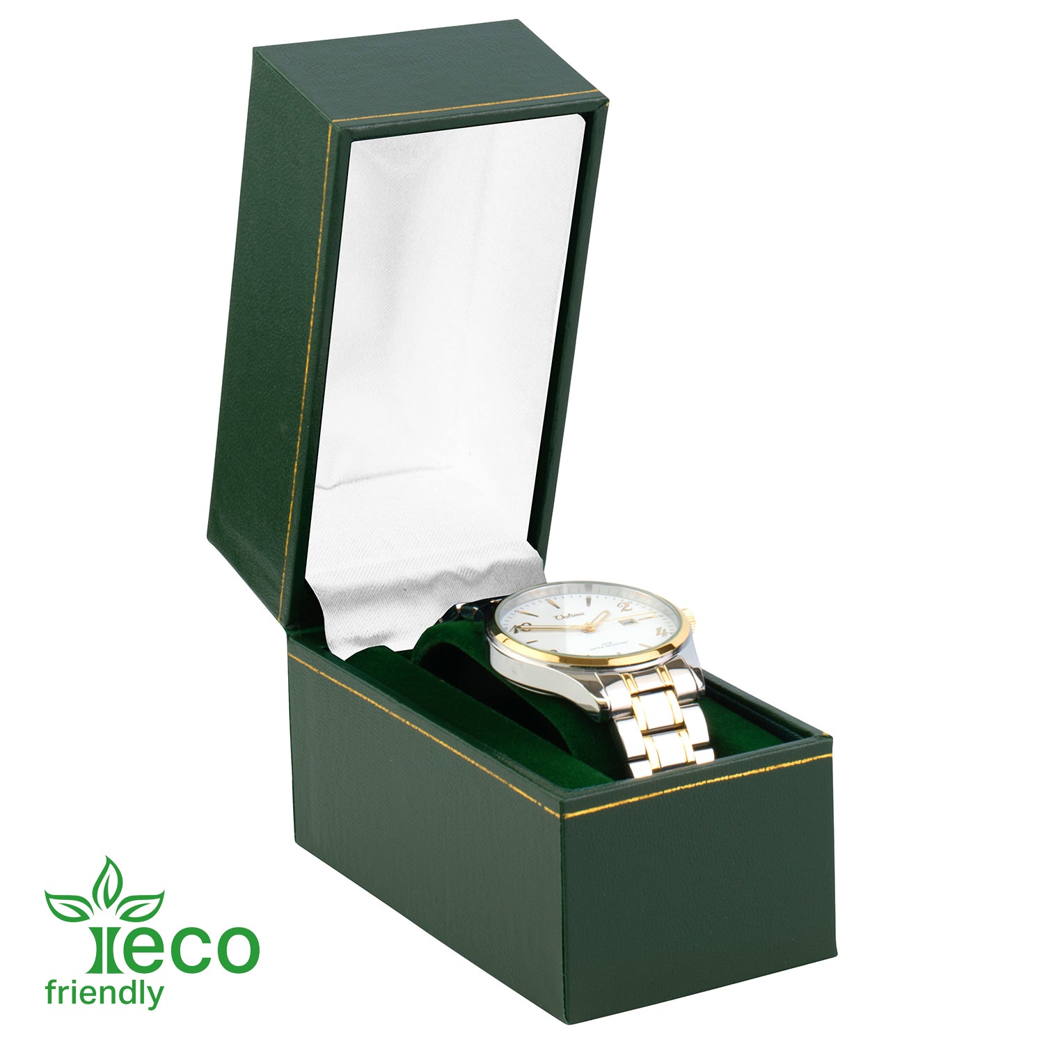 Eco-Friendly Plastic Standing Bangle Box, Paper-Covered with Gold Accent