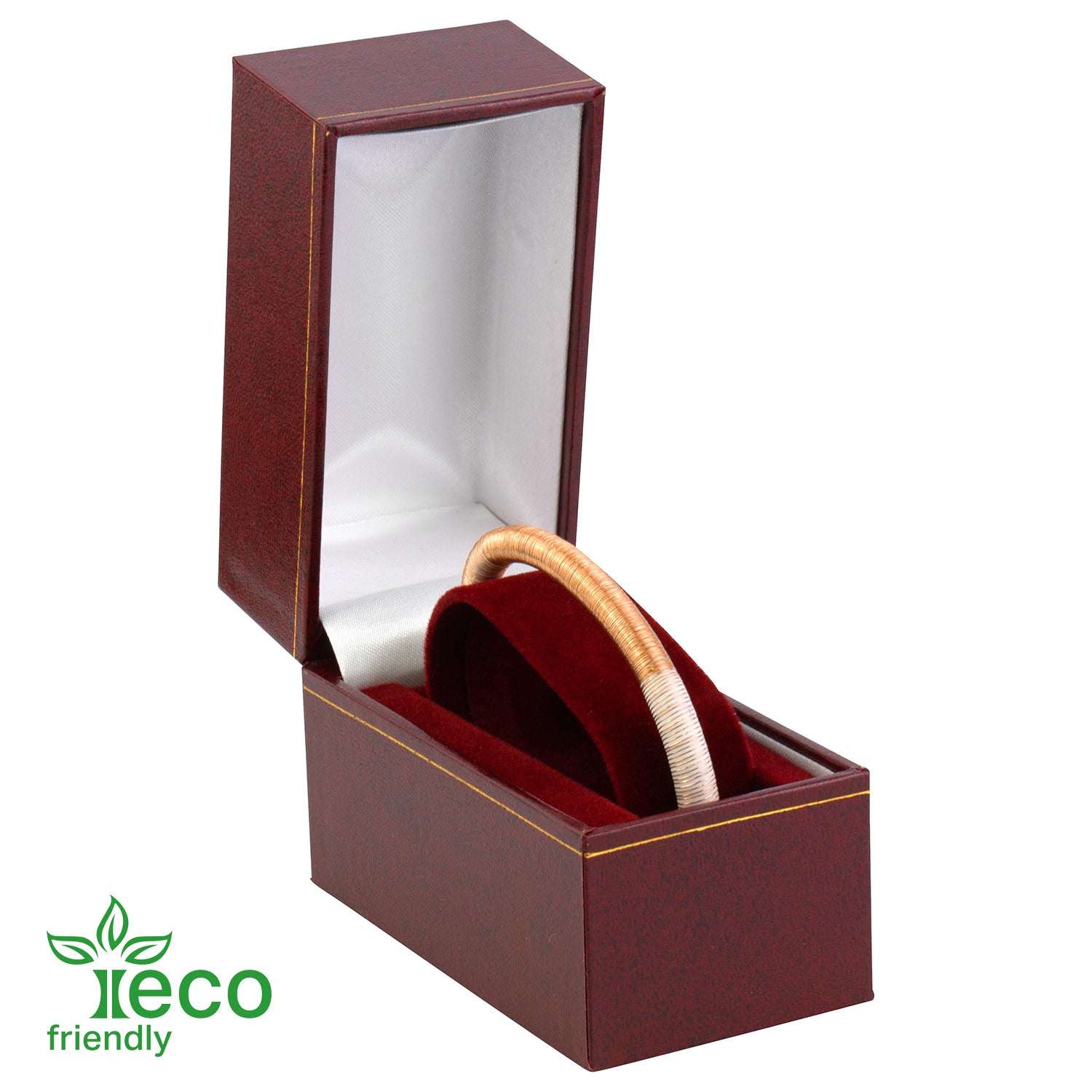 Eco-Friendly Plastic Standing Bangle Box, Paper-Covered with Gold Accent