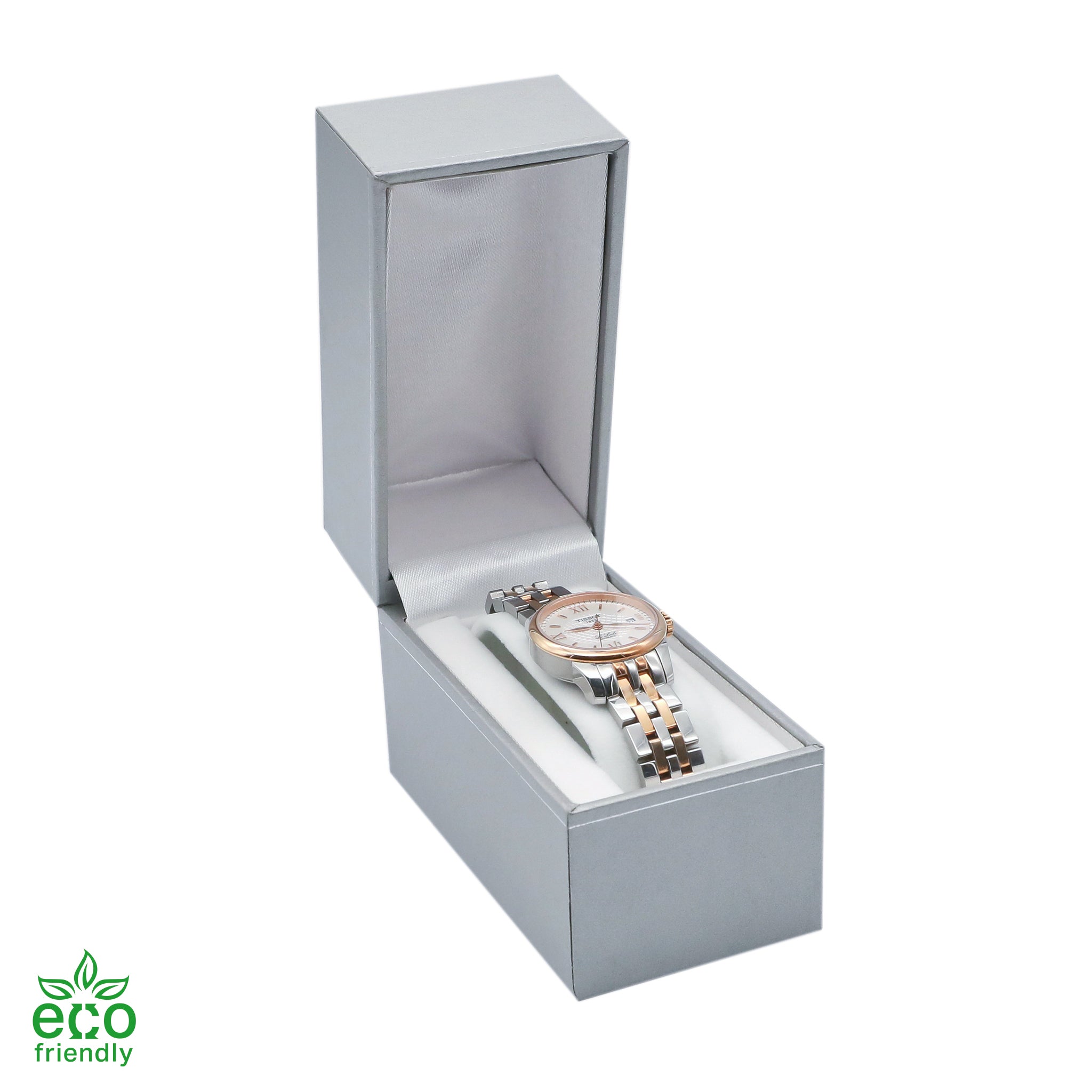 Eco-Friendly Paper-Covered Standing Bangle Box with Gold Accent