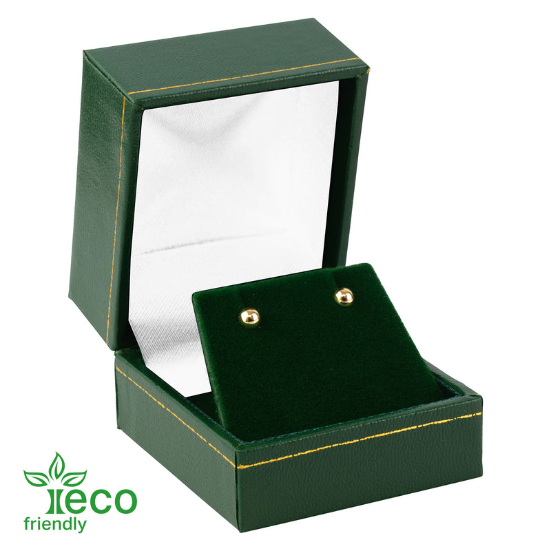 Eco-Friendly Plastic Single Earring Box, Paper-Covered with Gold Accent