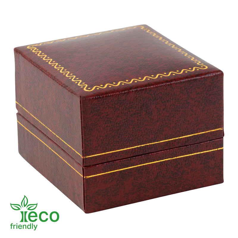 Eco-Friendly Plastic Single Earring Box, Paper-Covered with Gold Accent