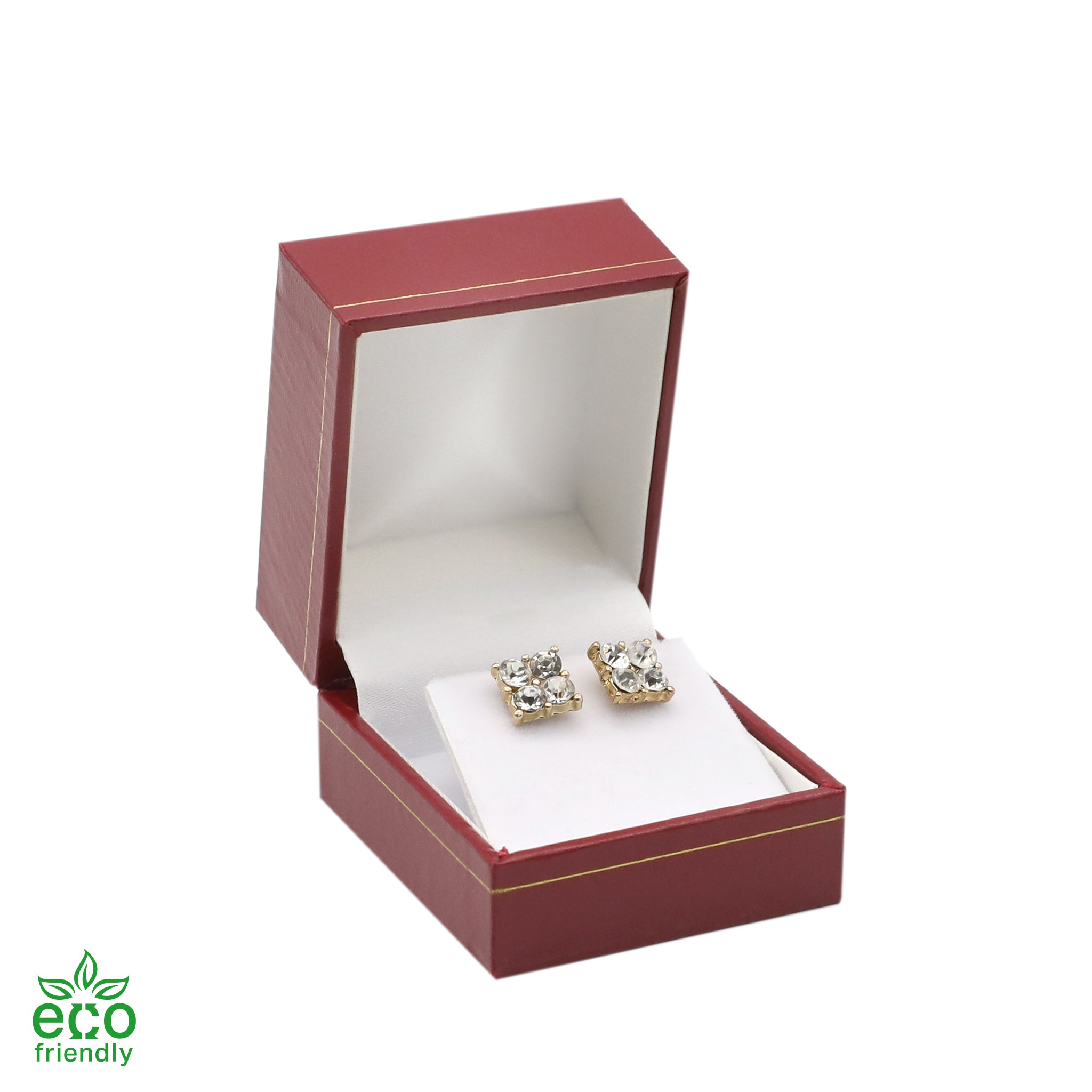 Eco-Friendly Paper-Covered Single Earring Box with Gold Accent