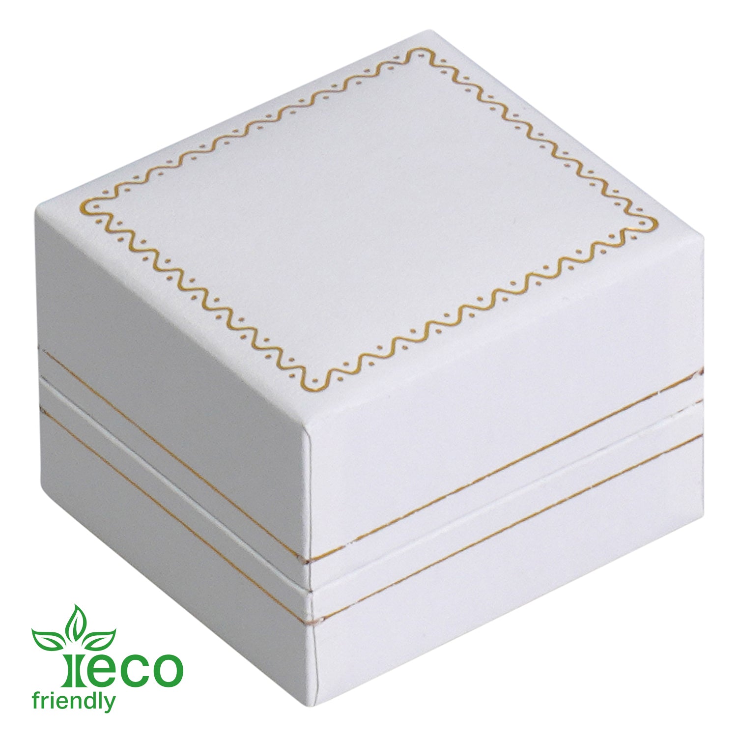 Eco-Friendly Plastic Single Earring Box, Paper-Covered with Gold Accent