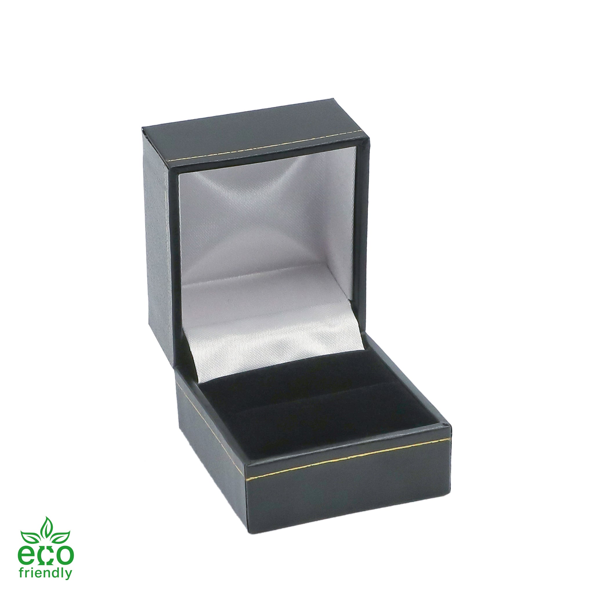 Eco-Friendly Plastic Single Ring Box, Paper-Covered with Gold Accent