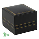 Eco-Friendly Plastic Single Ring Box, Paper-Covered with Gold Accent