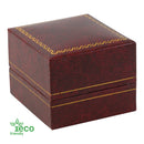 Eco-Friendly Plastic Single Ring Box, Paper-Covered with Gold Accent