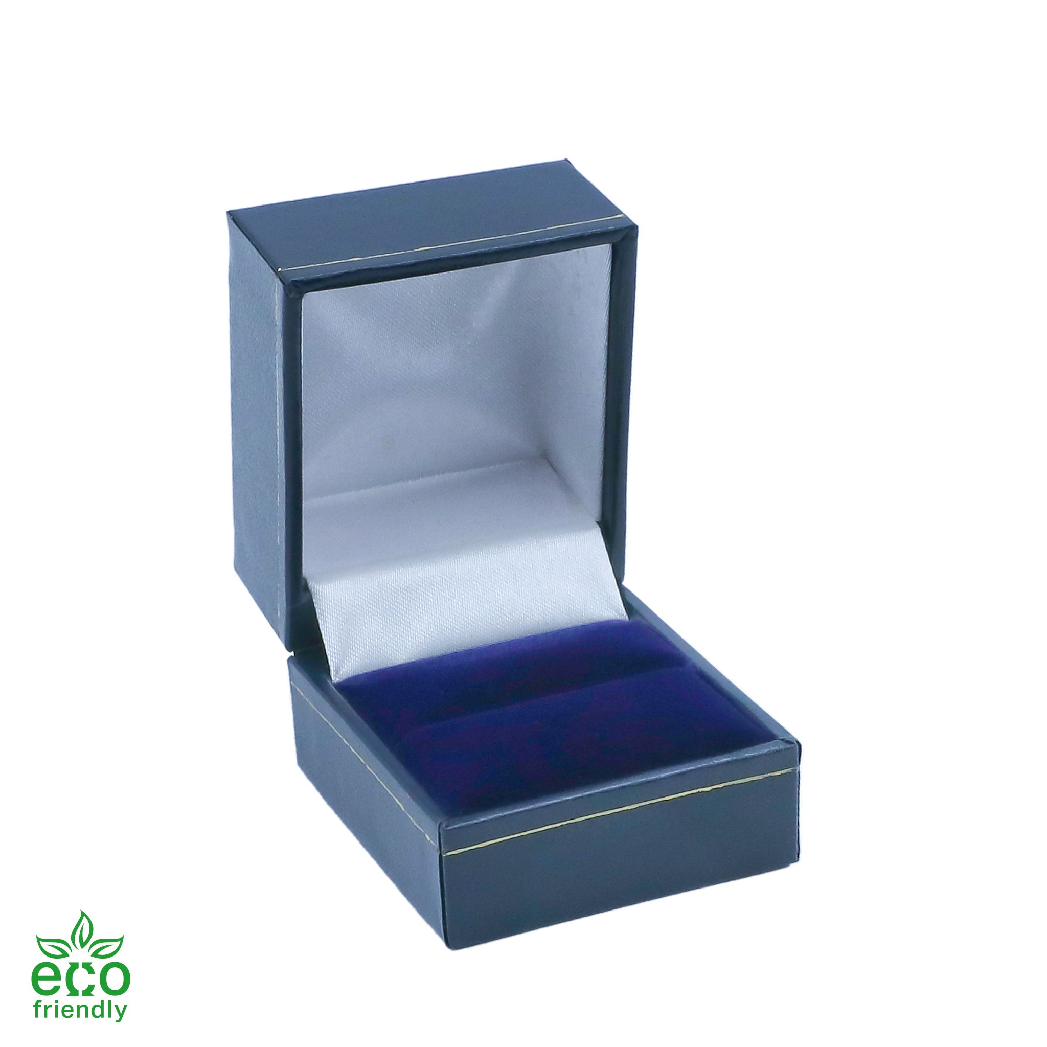 Eco-Friendly Plastic Single Ring Box, Paper-Covered with Gold Accent