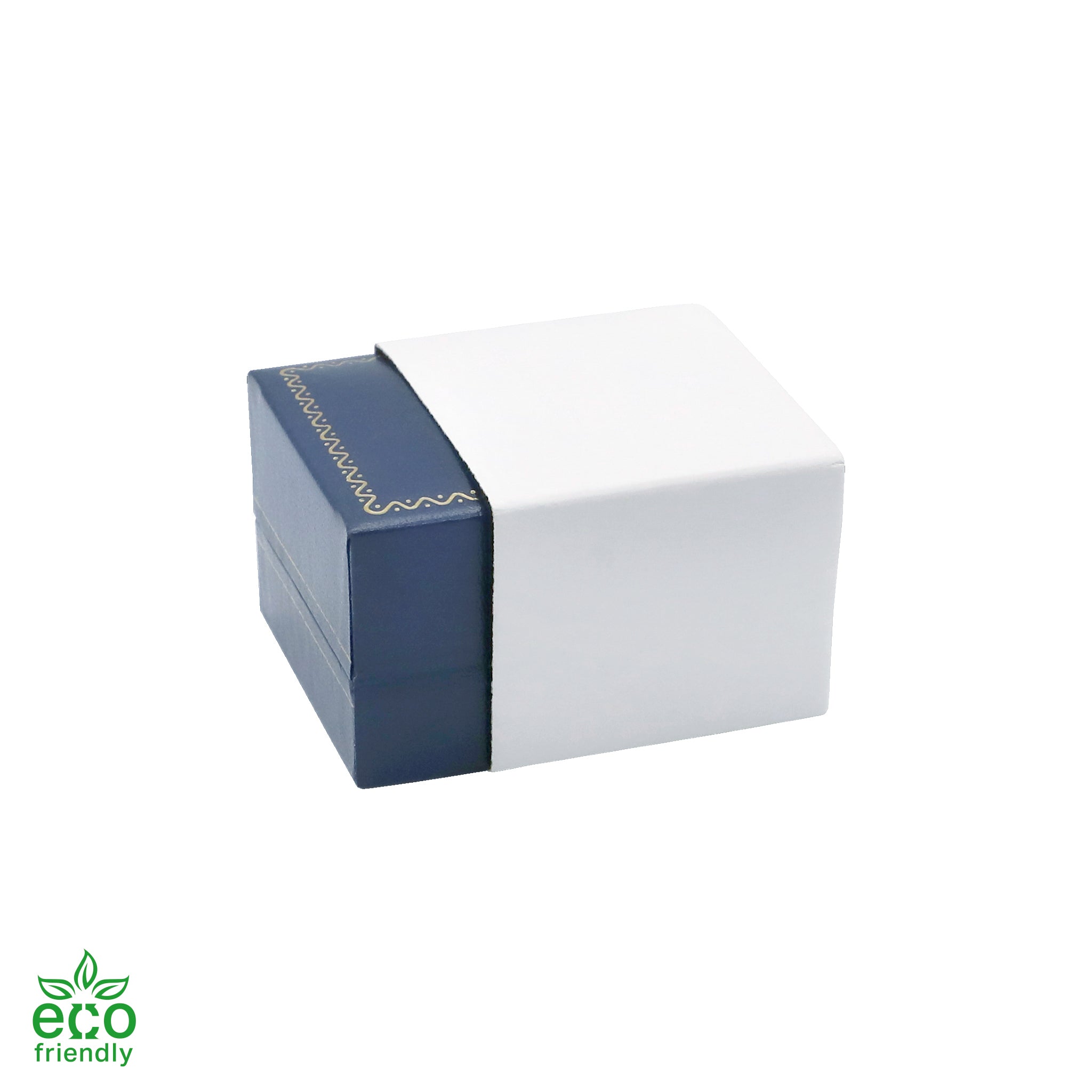 Eco-Friendly Plastic Single Ring Box, Paper-Covered with Gold Accent