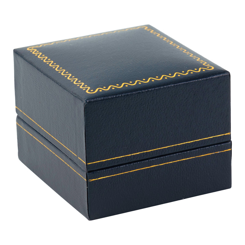 Eco-Friendly Plastic Single Ring Box, Paper-Covered with Gold Accent