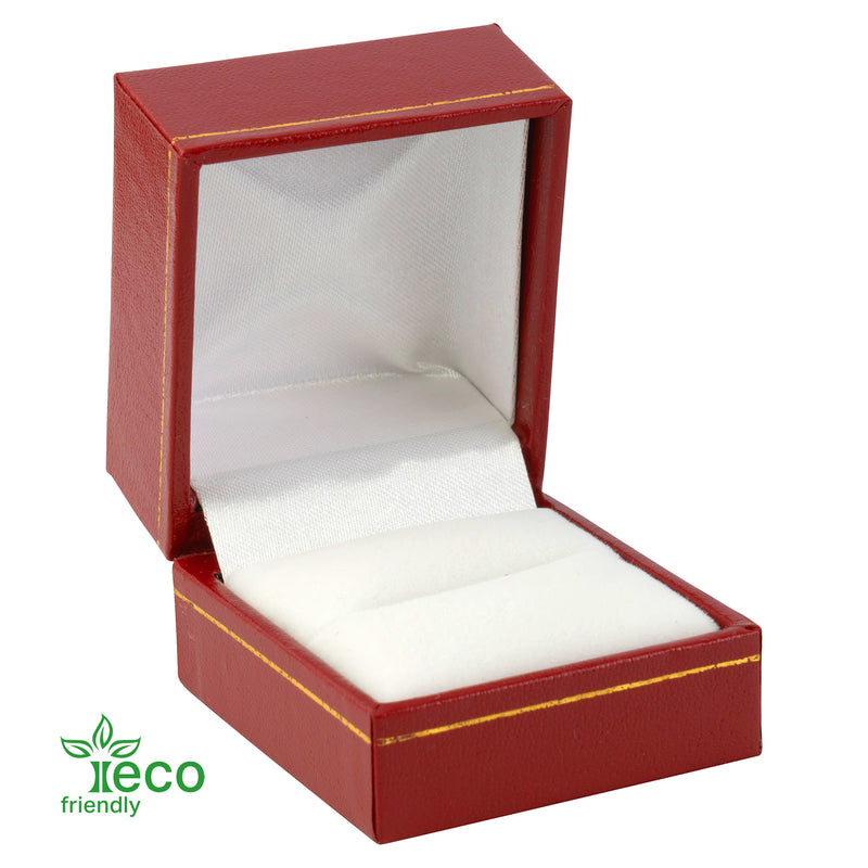Eco-Friendly Plastic Single Ring Box, Paper-Covered with Gold Accent