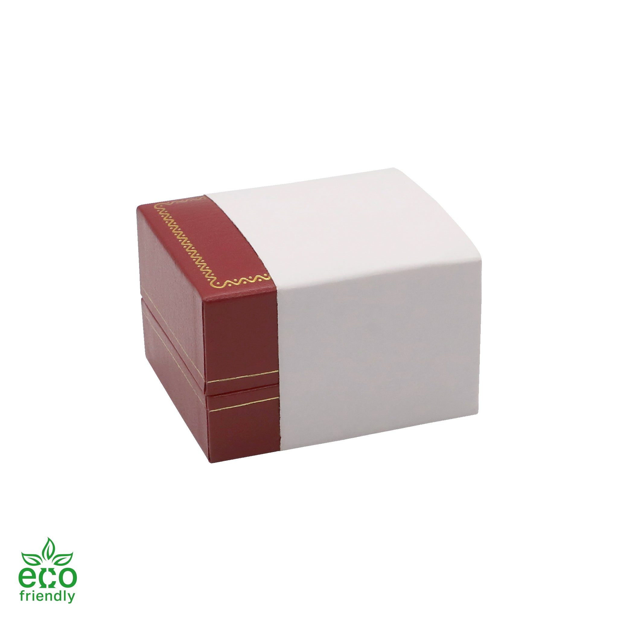 Eco-Friendly Plastic Single Ring Box, Paper-Covered with Gold Accent