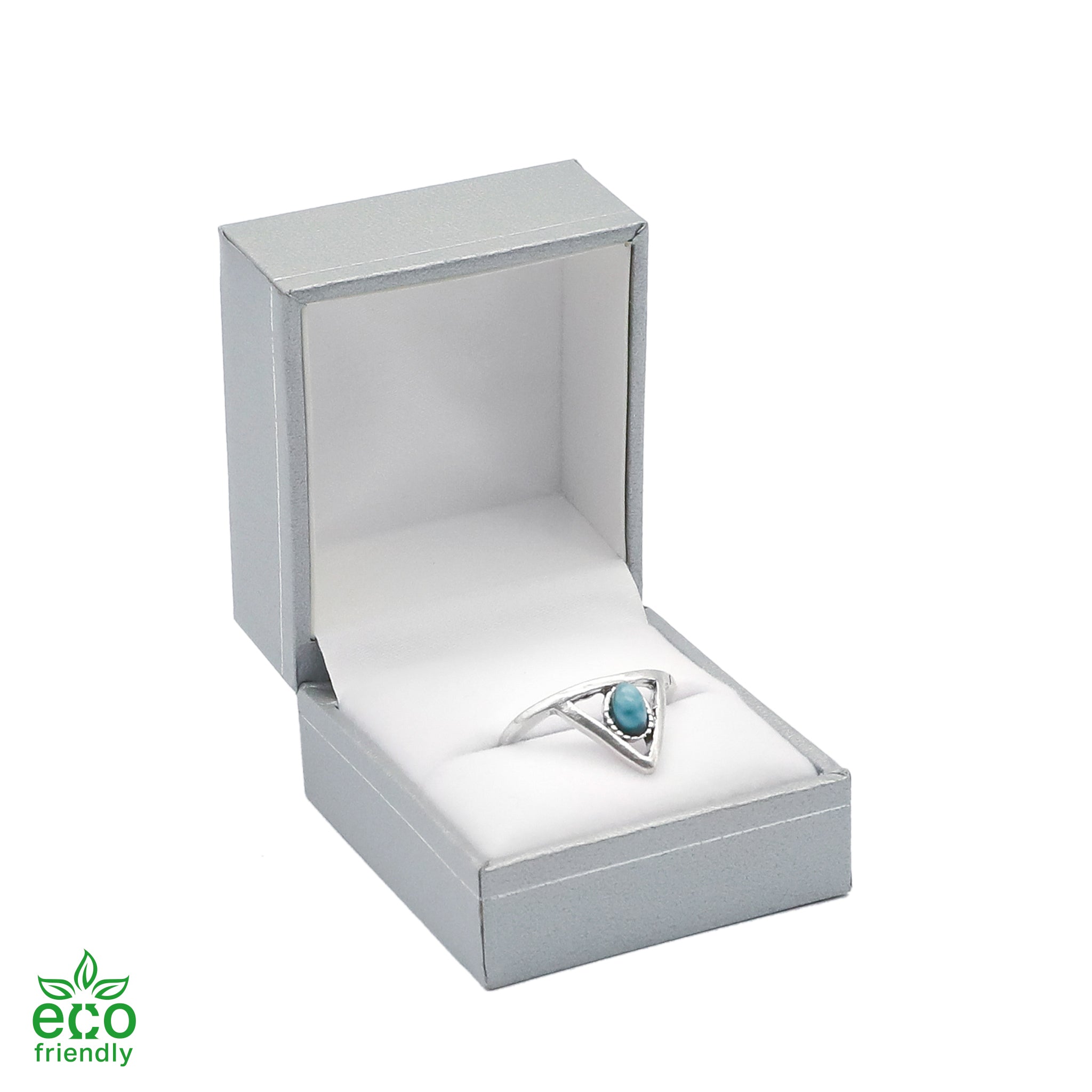 Eco-Friendly Plastic Single Ring Box, Paper-Covered with Gold Accent