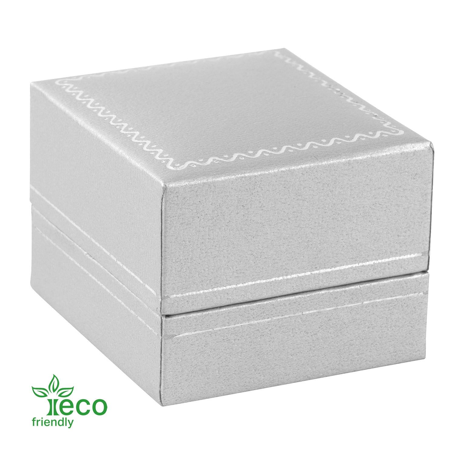 Eco-Friendly Plastic Single Ring Box, Paper-Covered with Gold Accent
