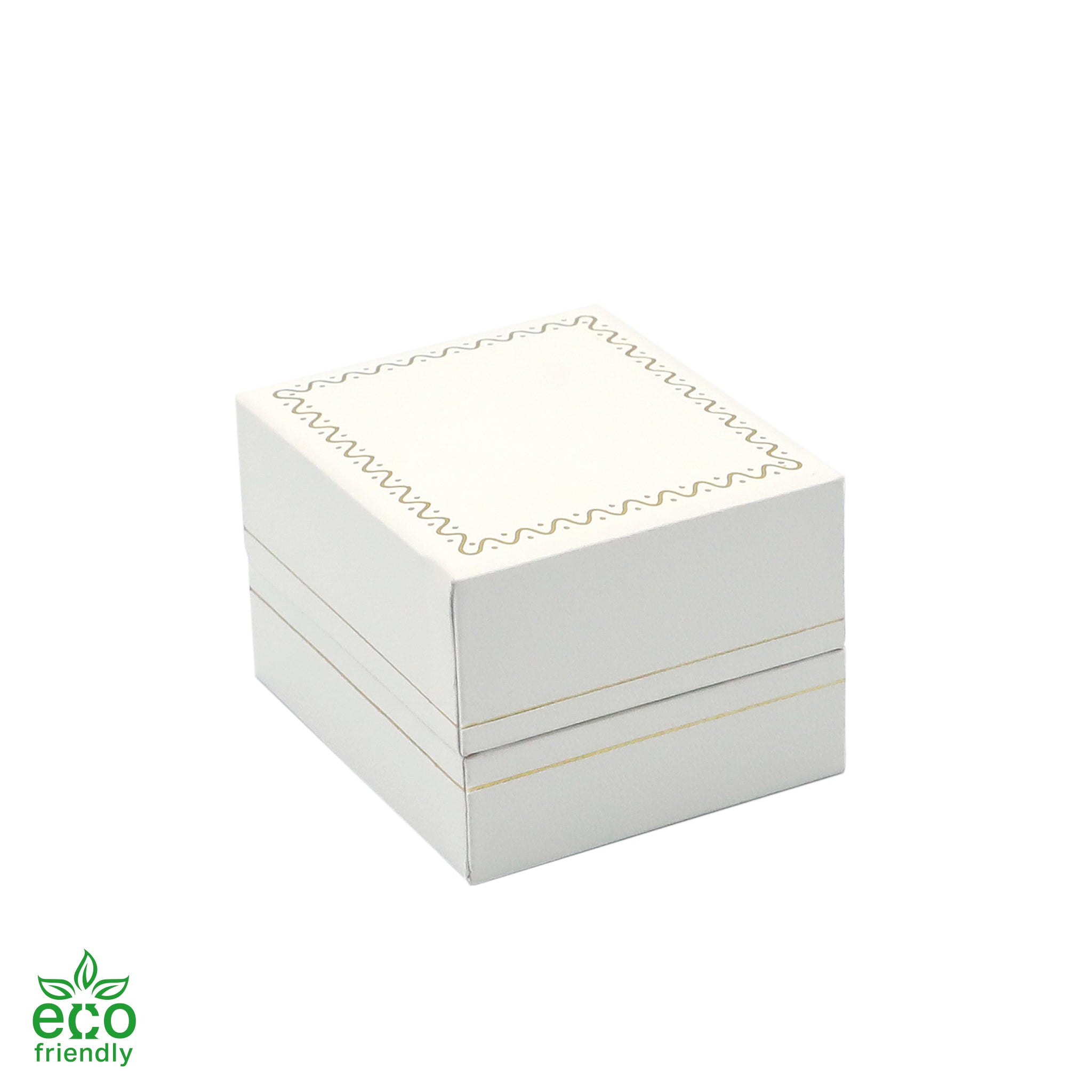 Eco-Friendly Plastic Single Ring Box, Paper-Covered with Gold Accent