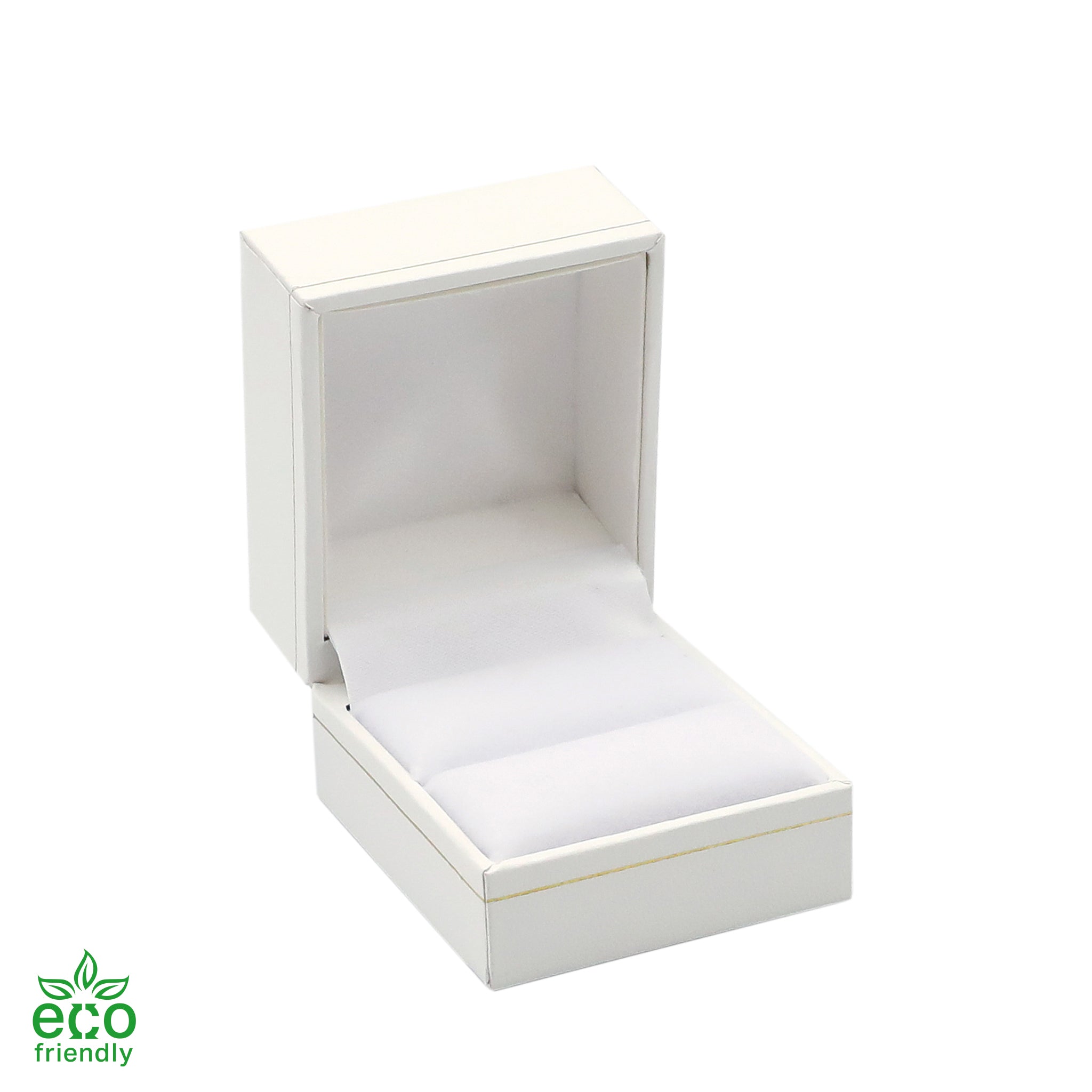 Eco-Friendly Plastic Single Ring Box, Paper-Covered with Gold Accent