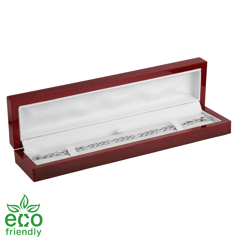 Eco-Friendly Rosewood Look Bracelet Box with White Leatherette Interior