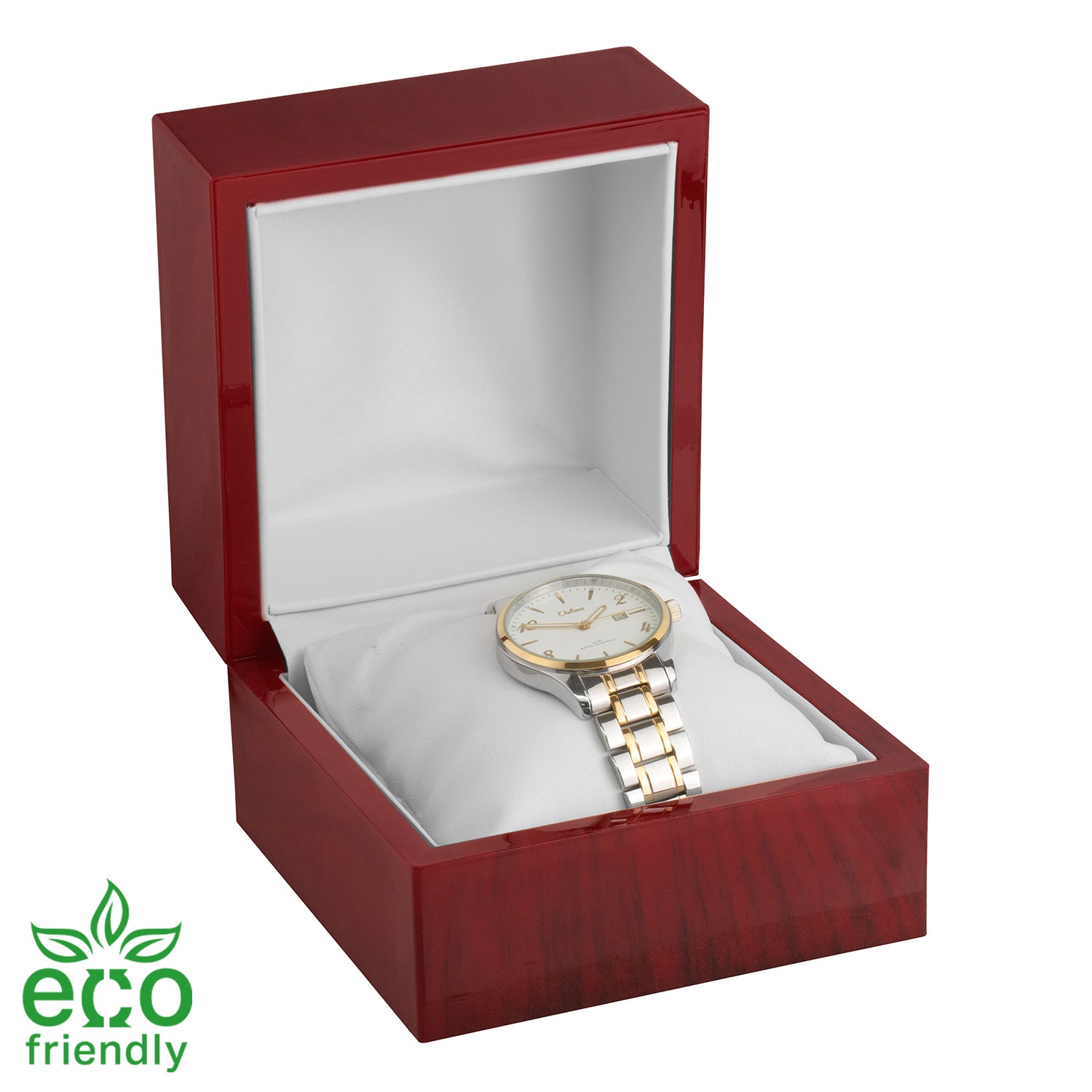 Eco-Friendly Rosewood Look Bangle or Watch Box with White Leatherette Interior