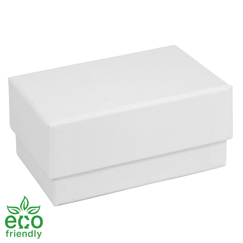 Eco-Friendly Rosewood Look Double Ring Box with White Leatherette Interior
