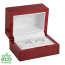 Eco-Friendly Rosewood Look Double Ring Box with White Leatherette Interior