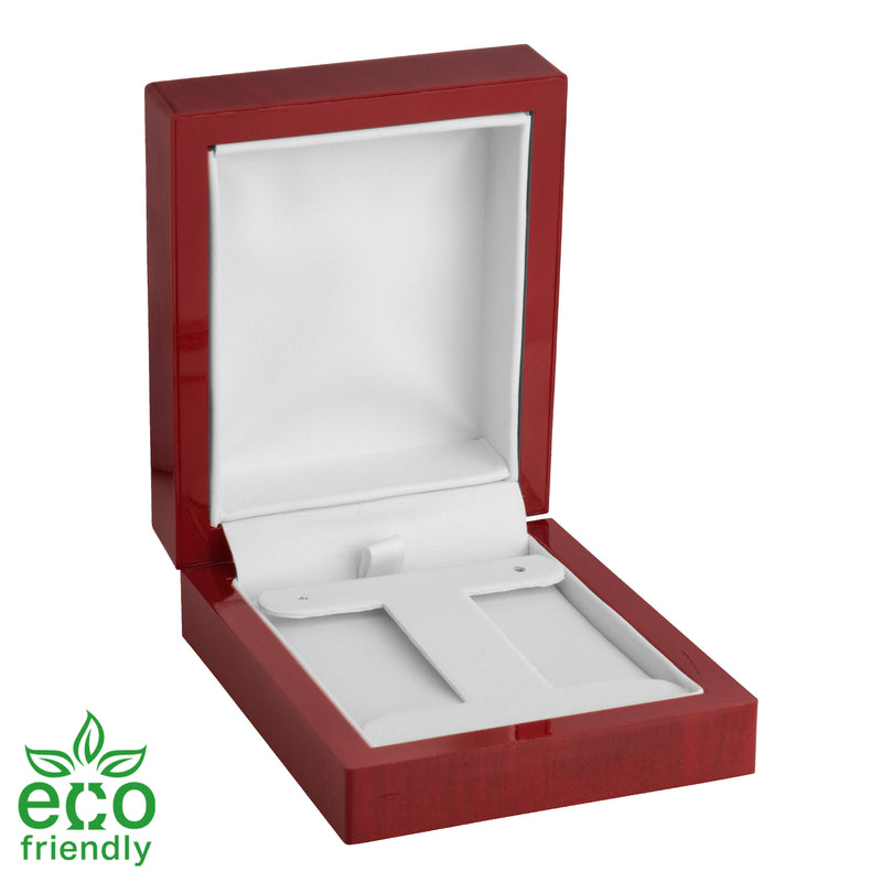 Eco-Friendly Rosewood Look French Clip Box with White Leatherette Interior