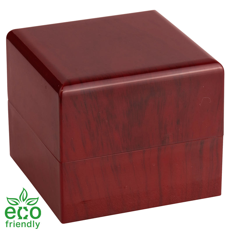 Eco-Friendly Rosewood Look Single Earring Box with White Leatherette Interior