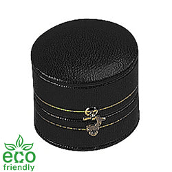 Eco-Friendly Leatherette Paper-Covered Oval-Shaped Plastic Single Ring Box with Gold Detailing