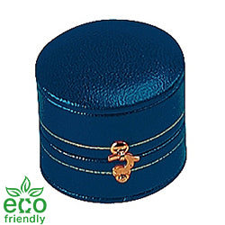 Eco-Friendly Leatherette Paper-Covered Oval-Shaped Plastic Single Ring Box with Gold Detailing