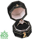 Eco-Friendly Leatherette Paper-Covered Octagon-Shaped Plastic Ring Box with Gold Detailing