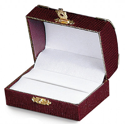 Leatherette Double Ring Box with Gold Trim and Closure