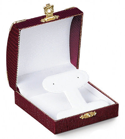 Leatherette French Clip Earring Box with Gold Trim and Closure