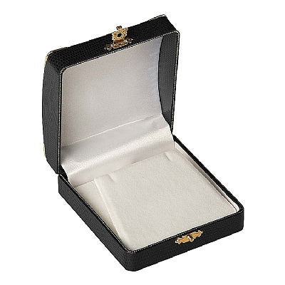 Leatherette Pendant or Earring Box with Gold Trim and Closure