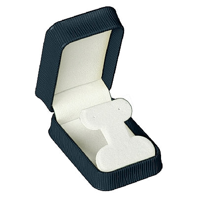 Embossed Leatherette French Clip Earring Box with White Velvet Interior