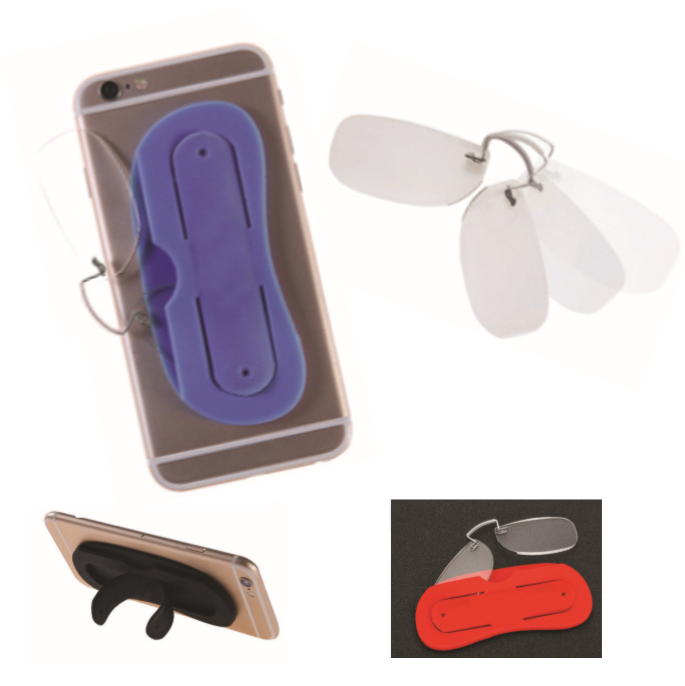 Thin Clip Reading Glasses with Stick-On Case