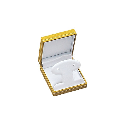Textured Leatherette French Clip Earring Box with Gold Accent