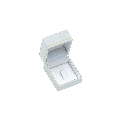 Textured Leatherette Clip Ring Box with Gold Accent