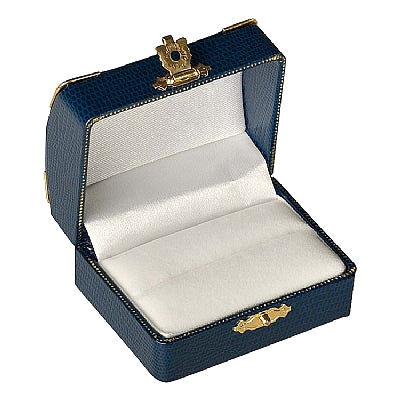 Leatherette Double Ring Box with Gold Trim and Closure