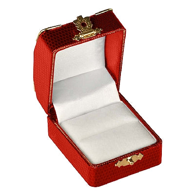 Leatherette Single Ring Box with Gold Trim and Closure