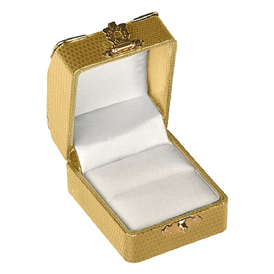 Leatherette Single Ring Box with Gold Trim and Closure