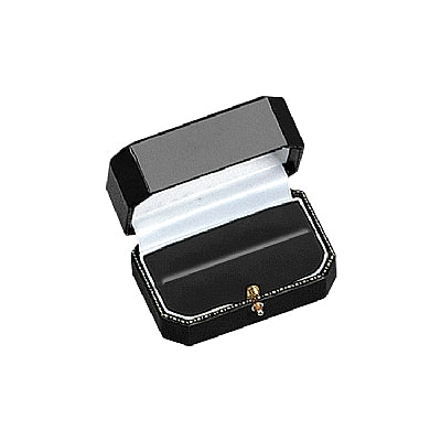Leatherette Double Ring Box with Gold Accent and Matching Insert