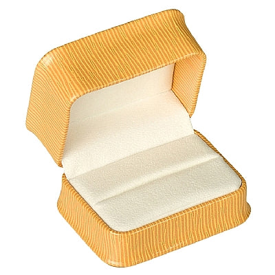 Embossed Leatherette Double Ring Box with White Velvet Interior
