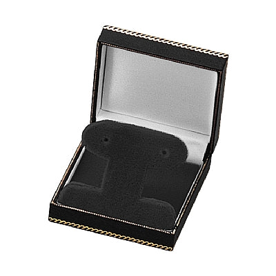 Leatherette French Clip Earring Box with Matching Insert and White Window