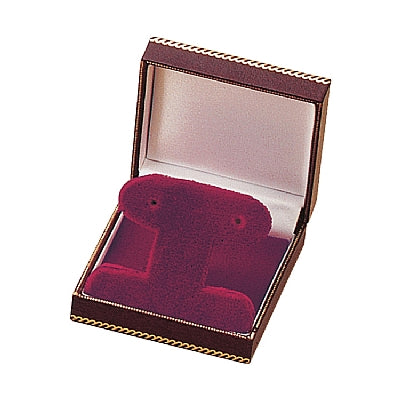 Leatherette French Clip Earring Box with Matching Insert and White Window