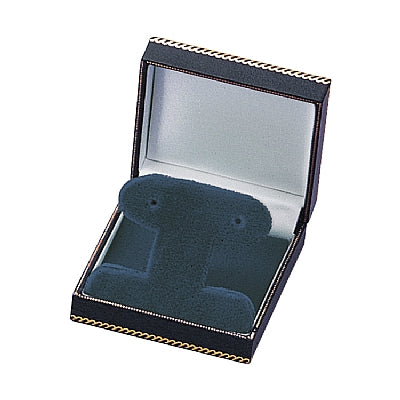 Leatherette French Clip Earring Box with Matching Insert and White Window